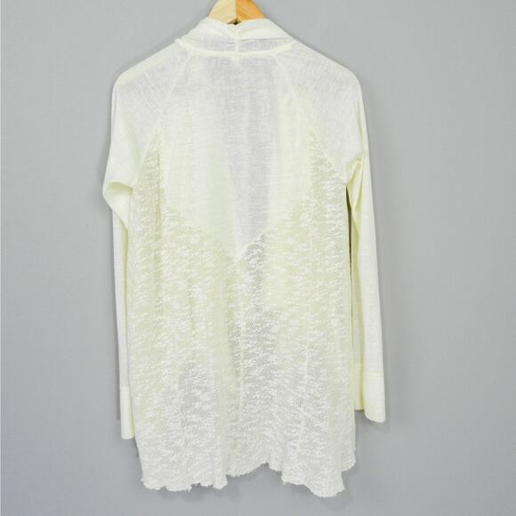 Anthropologie Tiny Boho Lace Open Draped Long Cardigan Size XS Ivory Cream Knit - Picture 9 of 12